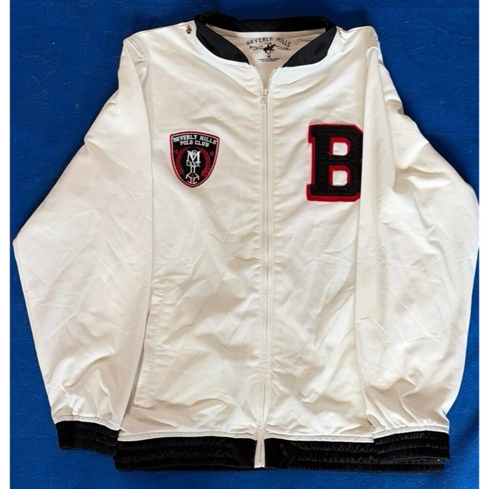 Beverly Hills Polo Club Men’s White Lightweight Bomber Jacket Full Zip Size M